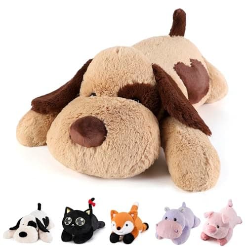 meowtastic Brown Dog Weighted Stuffed Animals - 28 Inch 5.0 Pounds Weighted Plush Dog Stuffed Animals - Large Stuffed Dog Weighted Plush Pillow - Cute Plush Toys Gifts for Kids & Adults (28" 5.0 lbs)