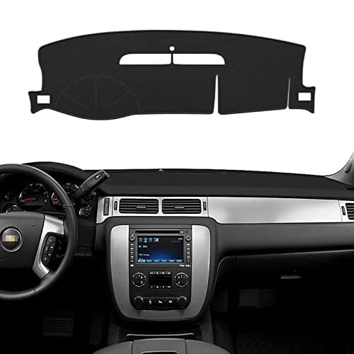 POSAID Dashboard Dash Cover Mat for 2007-2013 Chevy Avalanche Silverado 1500 LTZ, 2007-2014 Chevy Chevrolet Tahoe Suburban, 07-14 GMC Yukon Interior Dash Protecter Cover Mat, Black