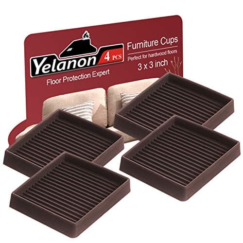 Yelanon Furniture Coasters,4 Pcs 3” Furniture Caster Cups - Non Slip Pads Hardwood Floors - Non Skid Furniture Grippers, Rubber Furniture Feet, Anti Slide Floor Protector for Bed Couch Stoppers