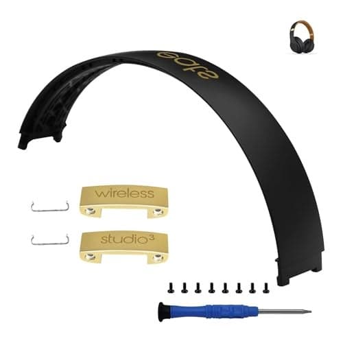 Studio 3 Replacement Headband & Hinge Replacement for Beats Studio3 Headphone,Durable Parts Accessories Repair Kit Set(Black Gold)
