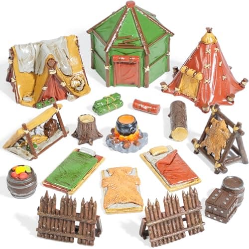 Warmtree 17 Pcs Camp Terrain Building SetTerrain Scenery for Tabletop Miniatures WargameTabletop Scene Diorama Supplies Battle Grid Mat Accessory