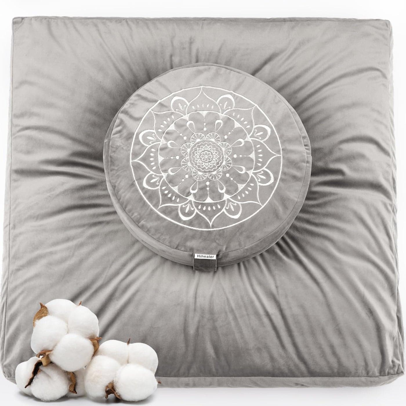 Hihealer Meditation Cushion Traditional Tibetan Meditation Pillow Velvet Cover Large Floor Cushion Seating for Adults Yoga Buckwheat Bolster for WomenMoms