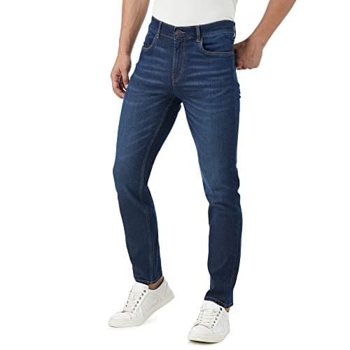 INKD Men's Slim Fit Jeans - Mid-Rise | Cotton Blend | Contrast Stitch | Stretchable Fabric | Classic 5 Pocket Styling | Men's Bottomwear (Available in Plus Sizes)