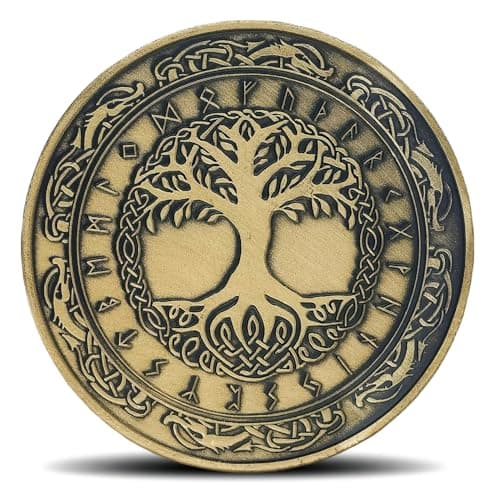 Yggdrasil Viking Challenge Coin Norse Tree of Life Runic Design for Viking Norse Mythology Enthusiasts
