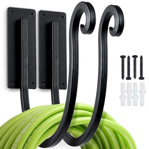 YANGSHUO Garden Hose Holder Outside: 2 Pack Wall Mount Water Hose Holder - Heavy Duty Garden Water Hose Hanger for Outside Hose Storage