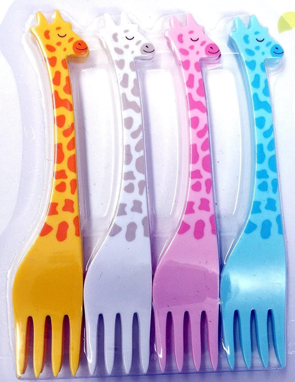 Prostuff.in® Reusable Cutlery Kids Cute Cartoon Animal Giraffe Design Forks Set for Lunchbox Tiffin Noodles Salad Fruits Vegetables Dessert Cake Party Multicolor Set of 12
