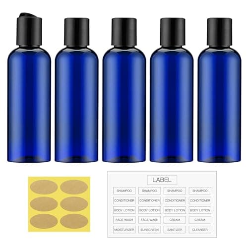 Owlyee Travel Bottles for Toiletries 34 oz Travel Size Containers for Shampoo Plastic Small Empty Lotion Squeeze Bottle for Liquid TSA Approved Leak Proof Mini Conditioner Refillable Blue 100ml