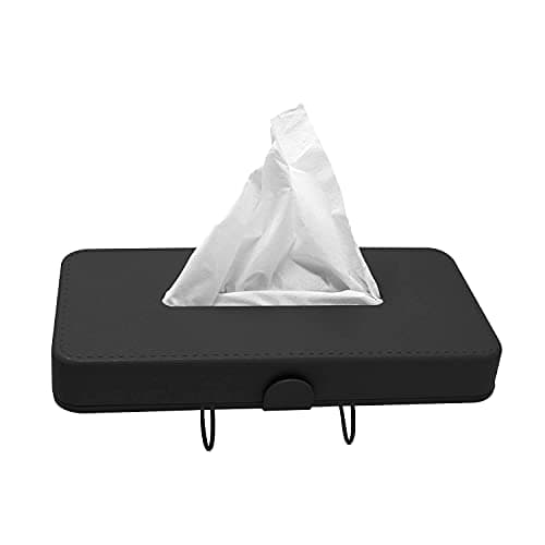 GFX Car Tissue Box Holder Universal Fit on Car Sun Shade Mountable Back Seat 1Pcs Black