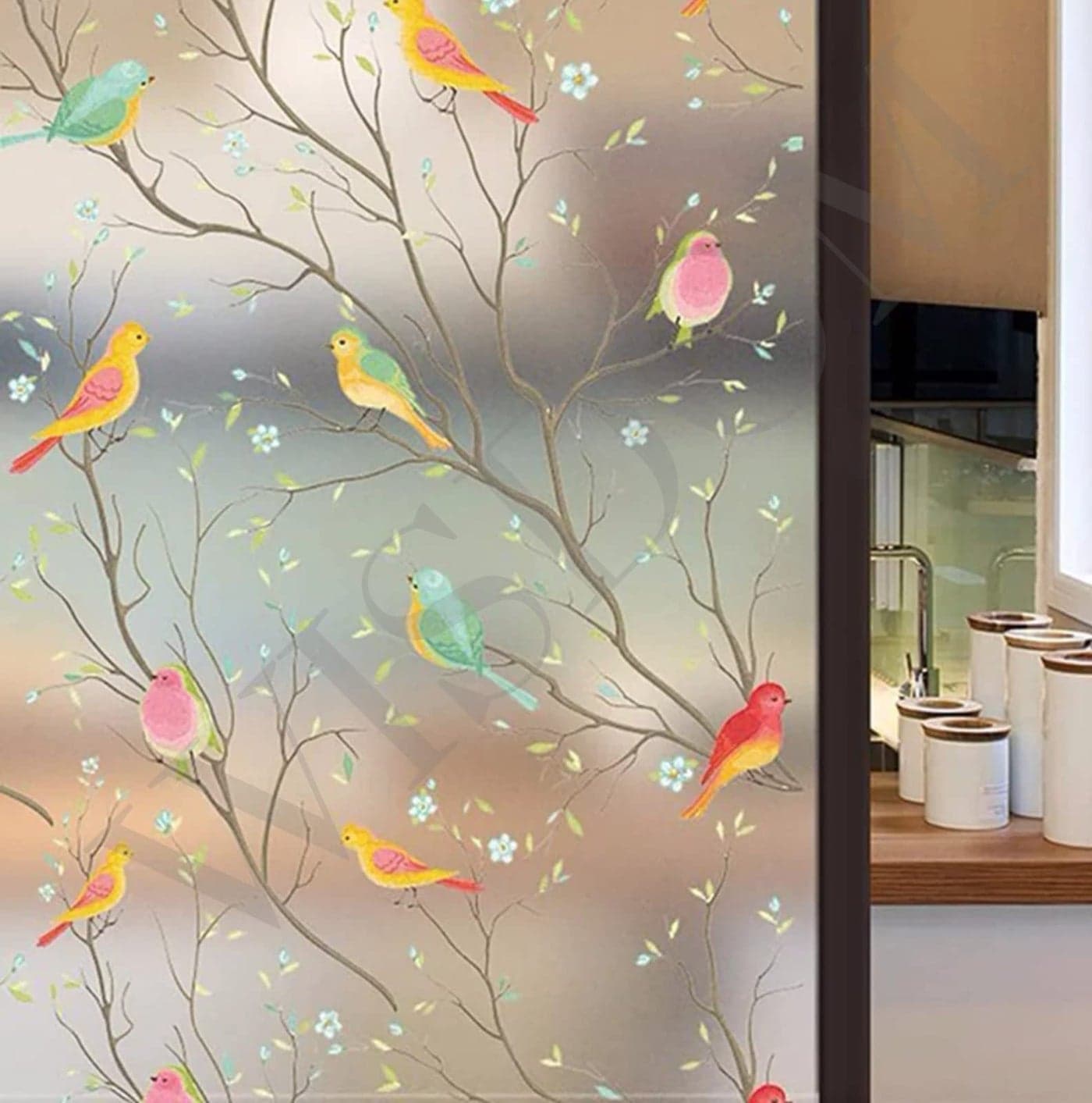 WISDOM Window Glass Decorative Frosted Film Heat Control Film Self Adhesive Window Film (12" x 96, Rectangle)