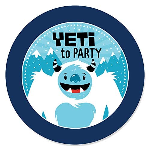 Big Dot of Happiness Yeti to Party Abominable Snowman Birthday Party Circle Sticker Labels 24 Count