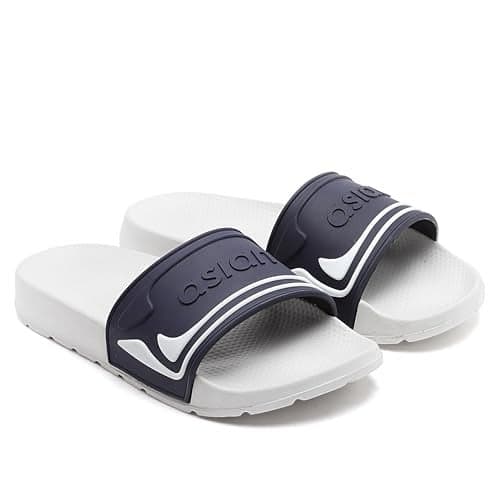 ASIAN Men's Casual Walking Daily Used Slider & Flip-Flop Slipper with Lightweight Design Slider & Slippers for Men's & Boy's, White,UK 8 (NAVYLGRY)-UK 8