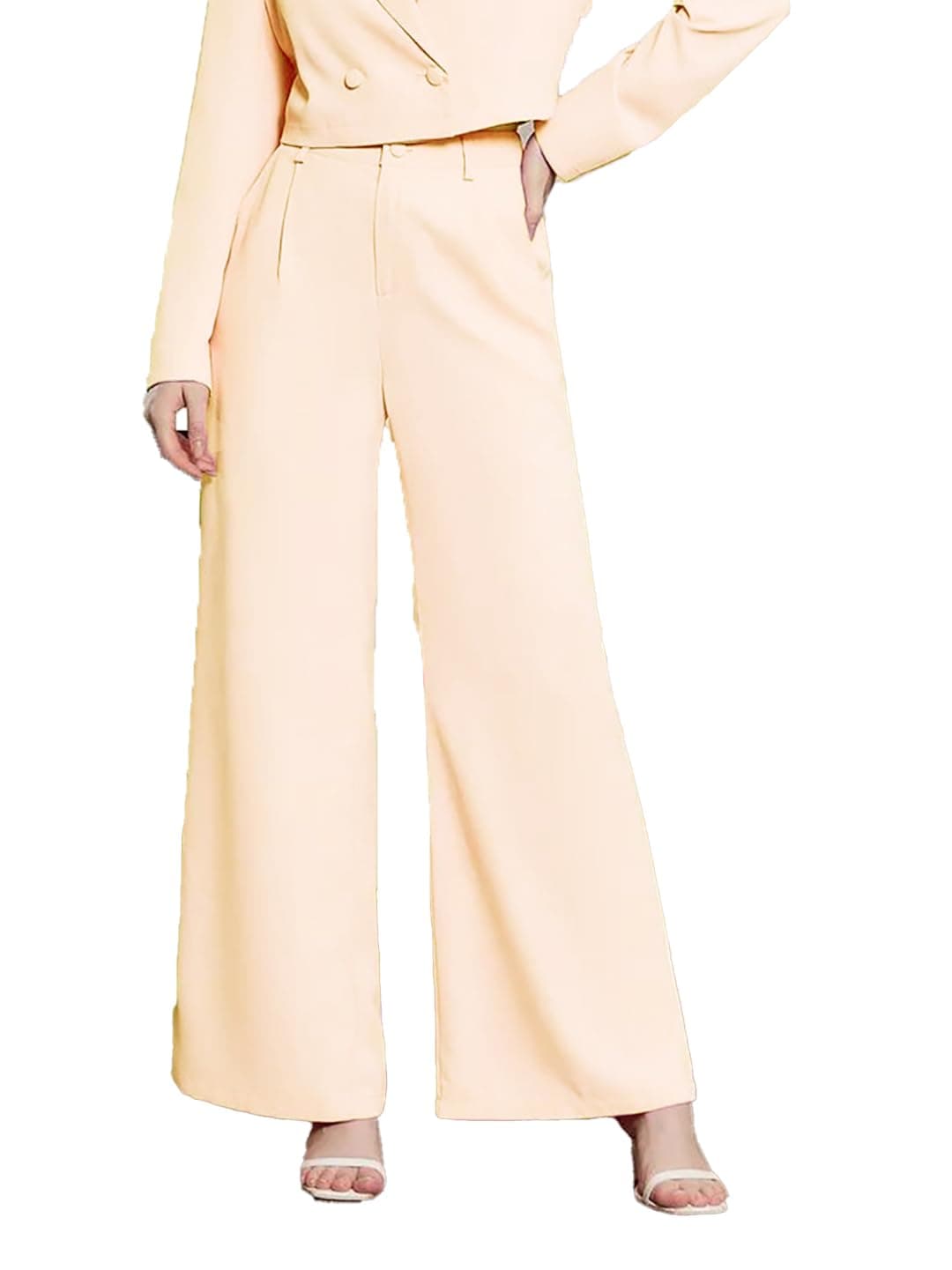 KOTTY Womens High Rise Regular Fit Viscose Rayon Solid Trousers