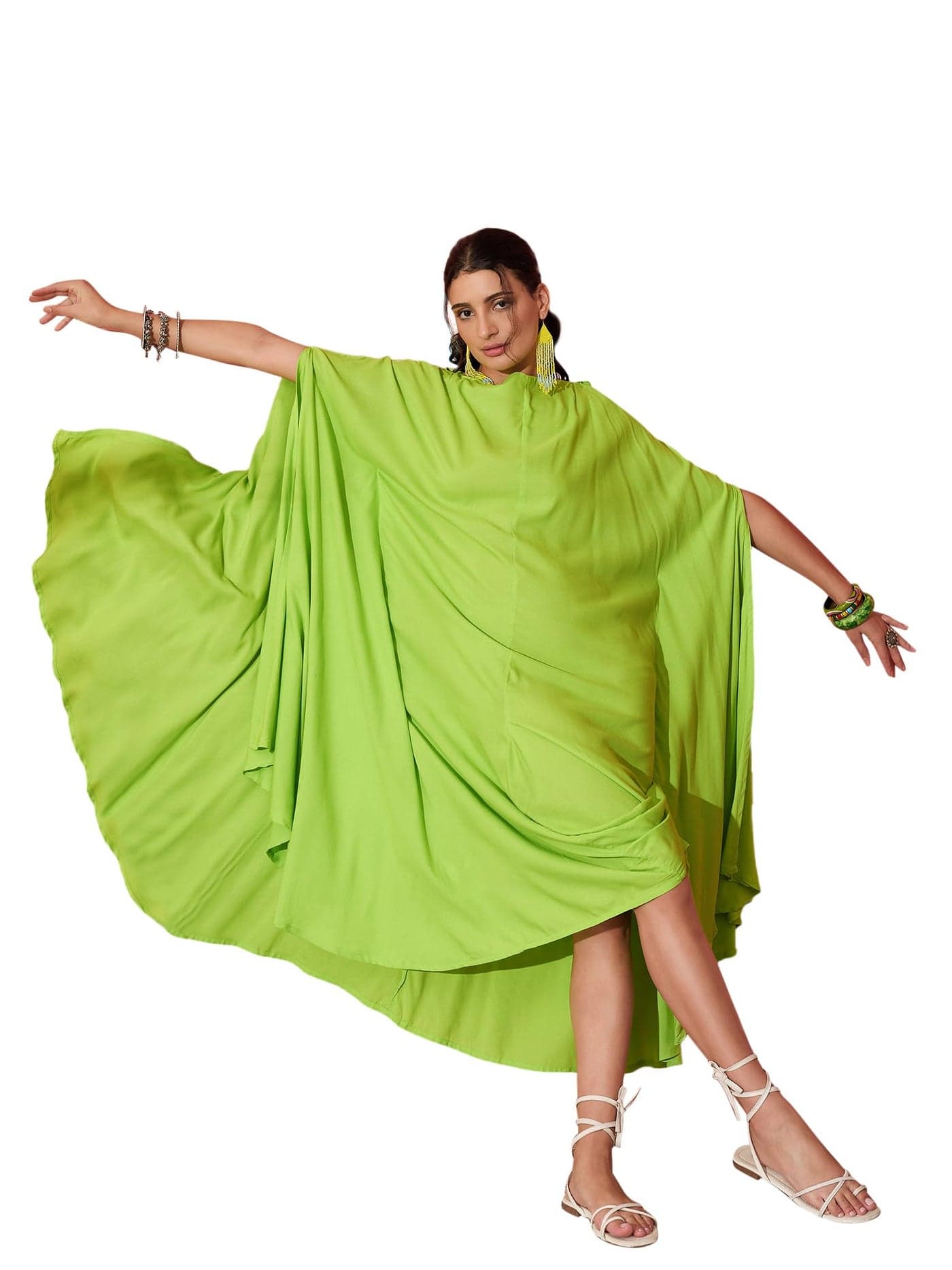 InWeave Lime Green Rayon COWEL Style Kaftan