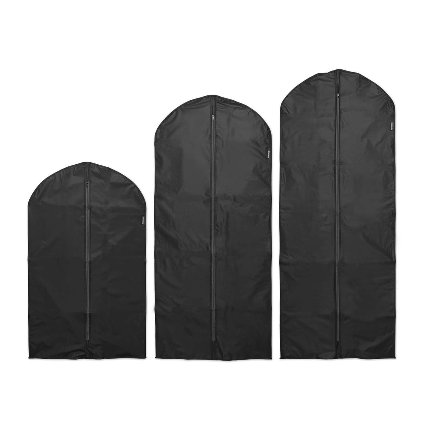 Brabantia 3 Pack LMXL Hanging Clothes Protector Bags Black Garment Covers for Closet Storage Fits Suits Shirts Long Coats Dresses Dust Moth Protection Zip Close