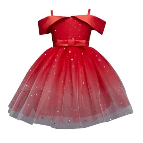 Hopscotch Girls Knee Length Party Dresses In Red Color For Ages (10-11 Years)