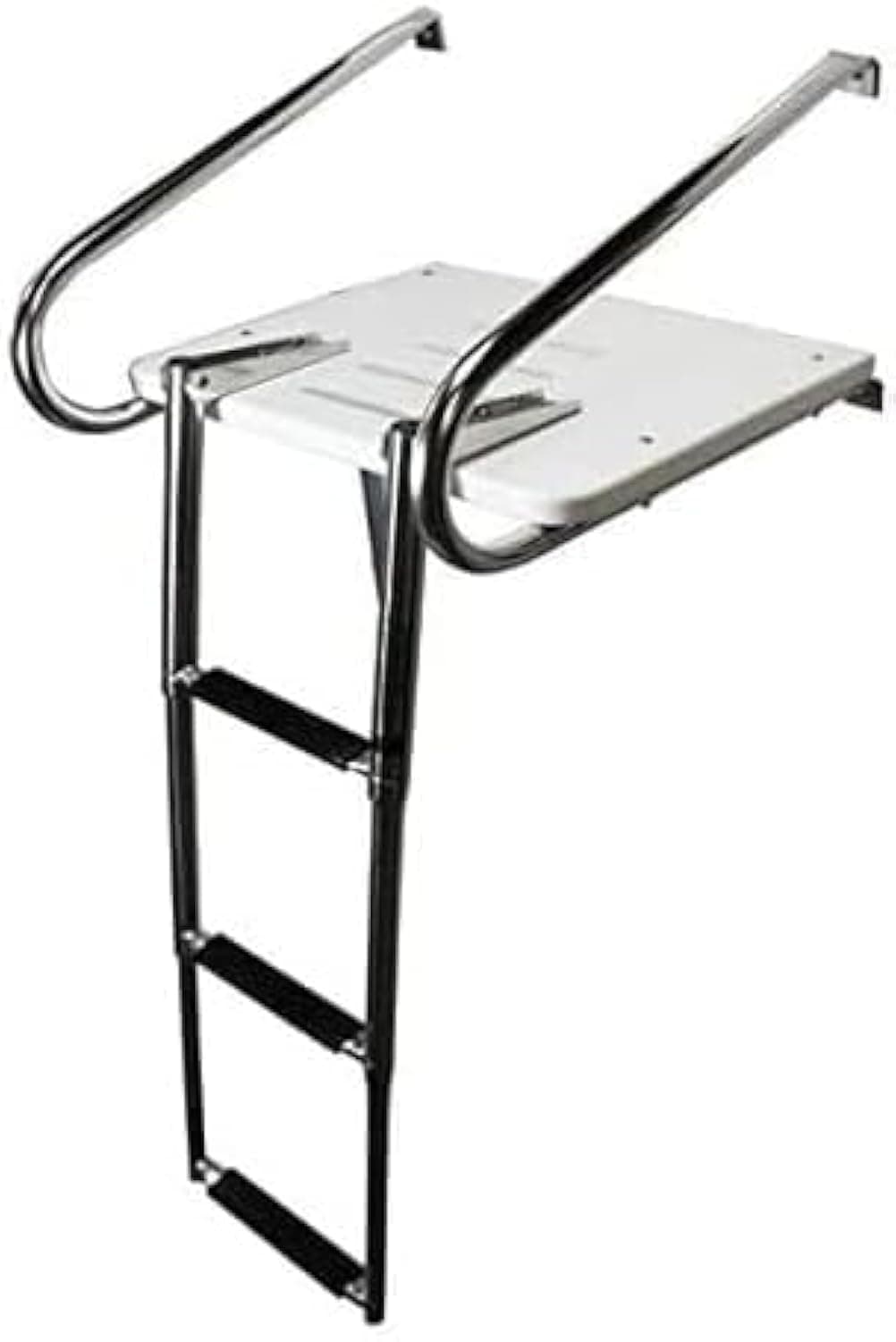 Mojiate Boat Ladder ABS Swim Platform Stainless Boat Ladder with telescoping 2 Handrails for Marine Boat Yacht Rated to 400 Pounds