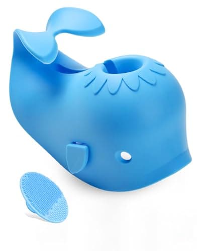 Mandoo Faucet Cover Bathtub Baby Bath Spout Cover for Baby Bath Faucet Cover for Kids Tub Spout Cover Bathtub Faucet Cover Kids Safety Protection Baby Universal Bath Silicone Toys Whale Blue