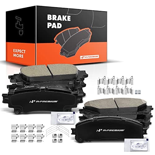 A-Premium Front and Rear Ceramic Disc Brake Pads Set Compatible with Select Lexus and Toyota Models - RX350, RX450h 2010-2015, Highlander 2014-2018, Sienna 2011-2018, with Hardware, 8 Pcs