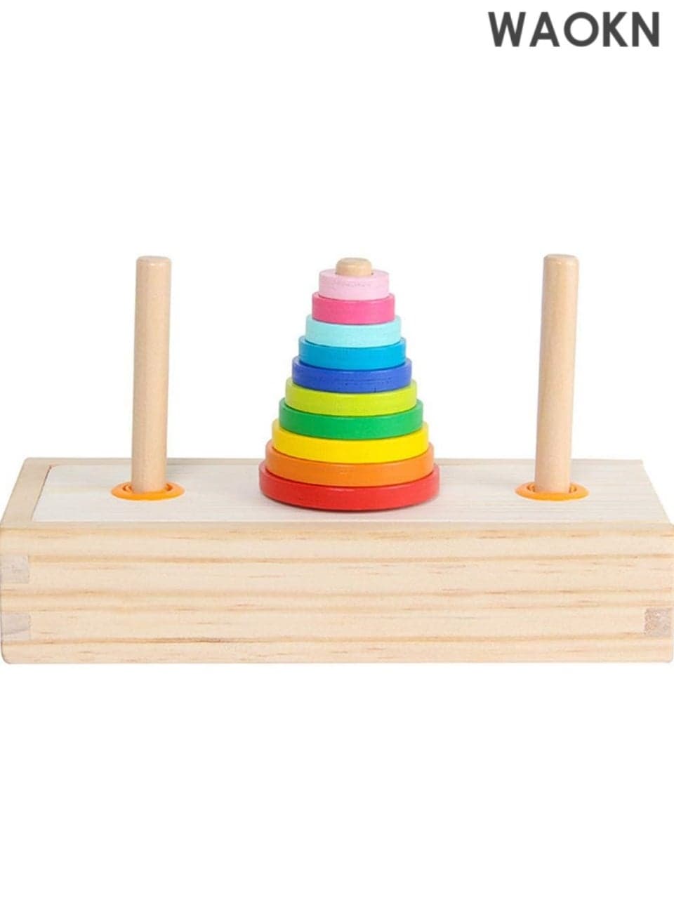 Hanoi Tower Puzzle for Kids - Wooden Educational Learning Toys, Classic Brain Teaser Montessori Math Game for Children Ages 3+, STEM Toys for Toddlers to Develop Logical Thinking & Problem-Solving Skills