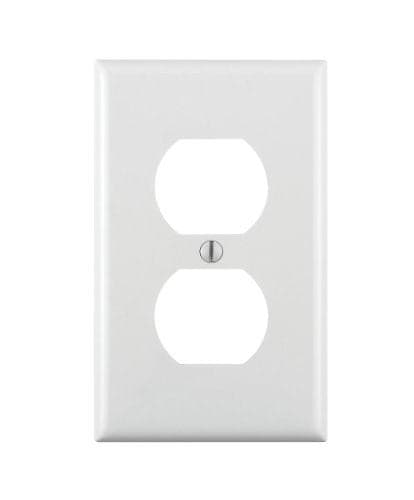Leviton 1Gang Duplex Device Receptacle Wallplate Standard Size Thermoplastic Nylon Device Mount 1 Pack 80703W White