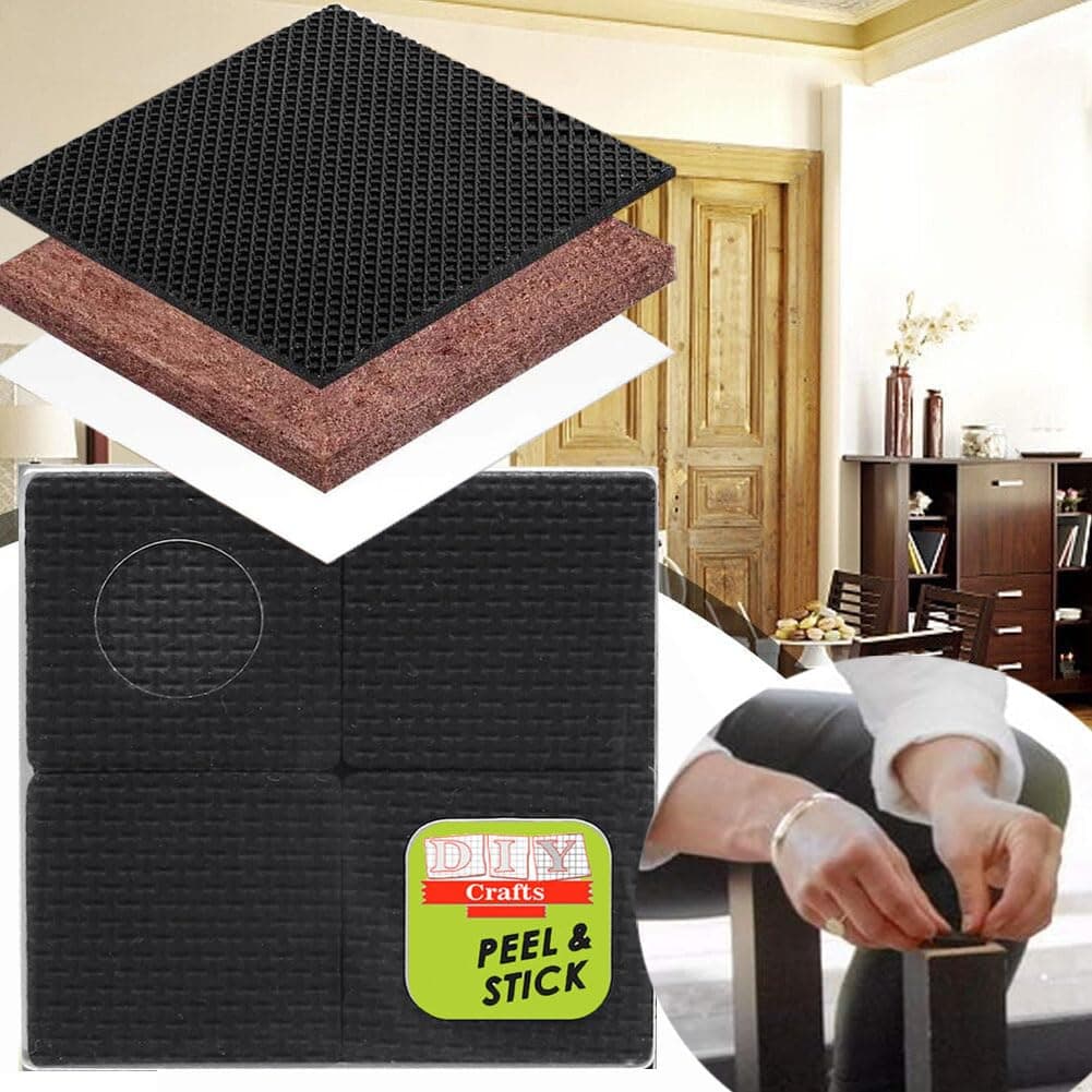 DIY Crafts 6 Pcs, 7 inch Square, Black Slip DIY Stick Non Slip Furniture Pads/Rubber Grips Self Adhesive Furniture Feet Floor Protectors, 7 inch Square (6, 7 inch Square, Black)