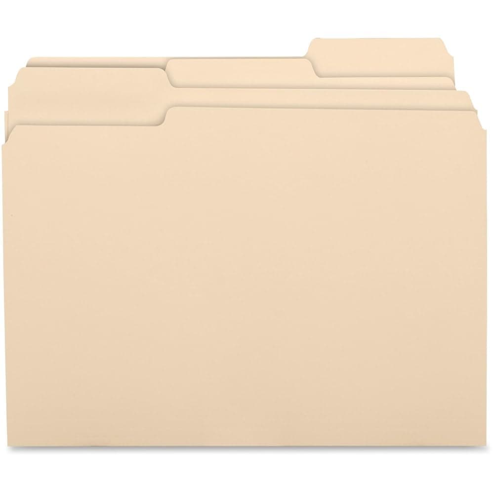 Business Source, BSN17525, 1/3 Cut 1-ply Top Tab Manila Folders, 100 / Box, Manila
