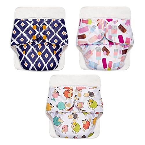 Superbottoms Basic Leakage-proof advanced cloth diapers for babies, High Absorbent 100% cotton 3 reusable diaper and 3 insert pad Combo Pack washable cloth diaper 3M -3Years Adjustable, Reduces Rash