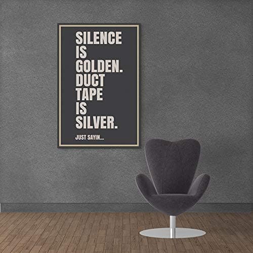 Inephos Silence is Golden Quote Poster | Funny Posters for Room (Size: 8 inch X 12 inch, Framed, Laminated Print)