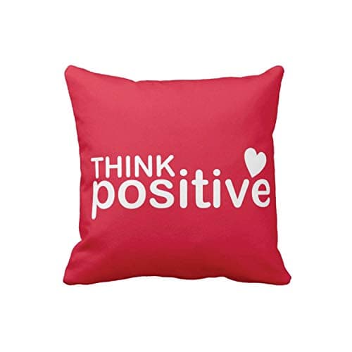 TheYaYaCafe® 12X12 inches Cushion Cover Motivational Quotes Printed Think Positive Sofa Throw Pillows Red