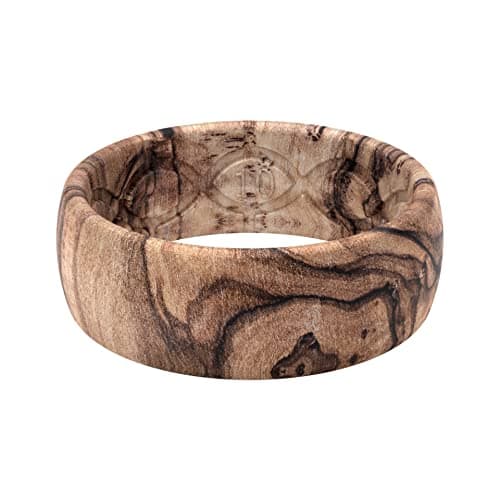 Groove Life Nomad Burled Walnut Silicone Ring Breathable Rubber Wedding Rings for Men, Lifetime Coverage, Unique Design, Comfort Fit Ring - Size 11