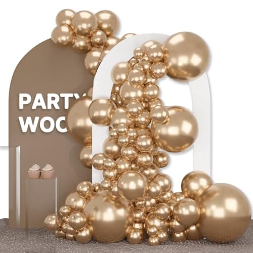 PartyWoo Metallic Gold Balloons 140pcs Different Sizes of 18 12 10 5 Inch Chrome Gold Balloon Arch Kit Garland for Birthday Graduation Baby Shower Wedding Bachelorette Party Decorations GoldG127