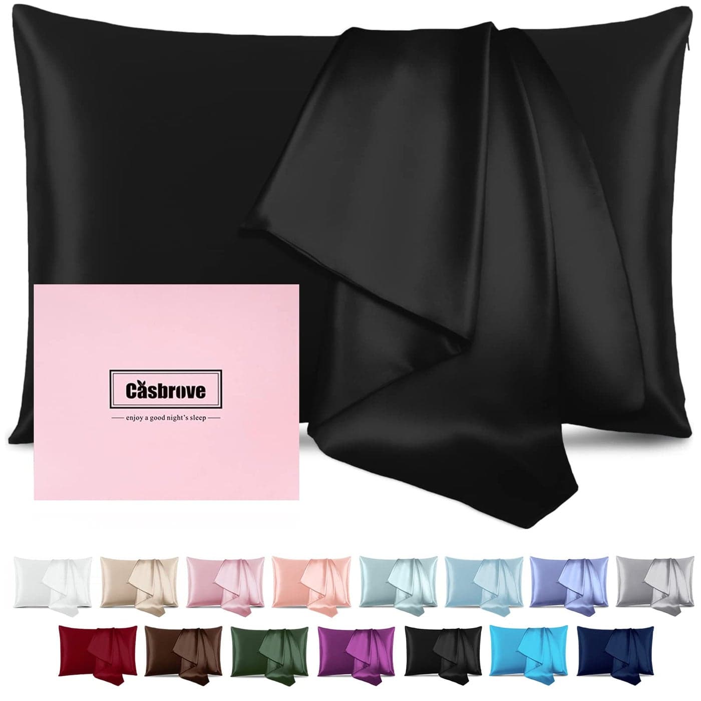 Silk Pillow Cases for Hair and Skin Mulberry Silk Pillow Cases Soft Breathable Both Sided Natural Silk Pillowcase with Zipper Beauty Sleep Silk Pillow Cases 1 Pack for Gift Standard Black