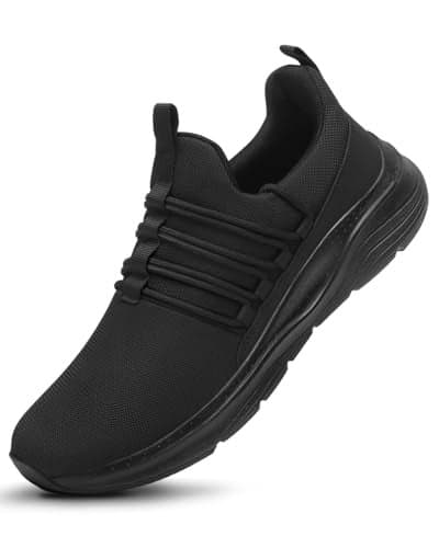 VikoViren Steel Toe Shoes for Men Lightweight Non Slip Work Shoes for Men Puncture Proof Construction Indestructible Slip Resistant Safety Work Sneakers All Black M10.5