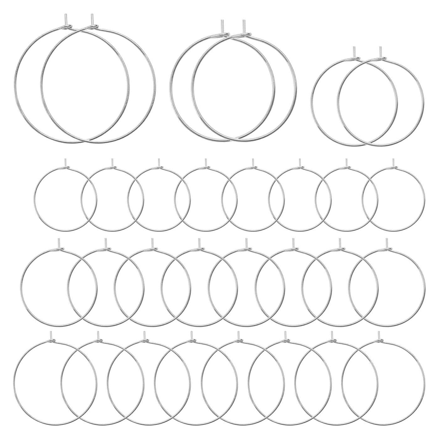180Pcs Round Wine Glass Hoops RingsBeading Hoop Rings Ear Wines Earring Hoops for DIY Jewelry Making Craft ArtWhite K