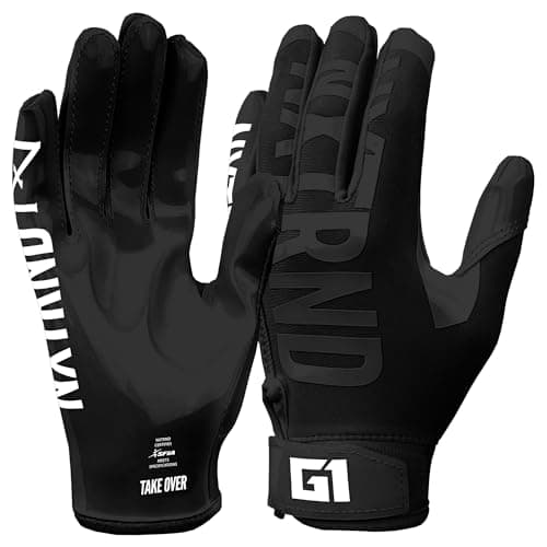 Nxtrnd G1 Youth Football Gloves, Kids Sticky Receiver Gloves (Black, Youth Large)