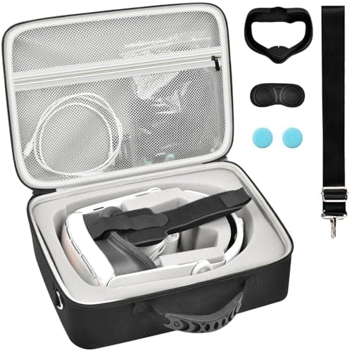 PAIYULE Carrying Case for Meta for Quest 3 3s for Oculus Quest 2 Virtual Reality HeadsetTouch ControllersElite Strap VR2 Accessories with Silicone Face Cover Lens ProtectorGreyNo Device