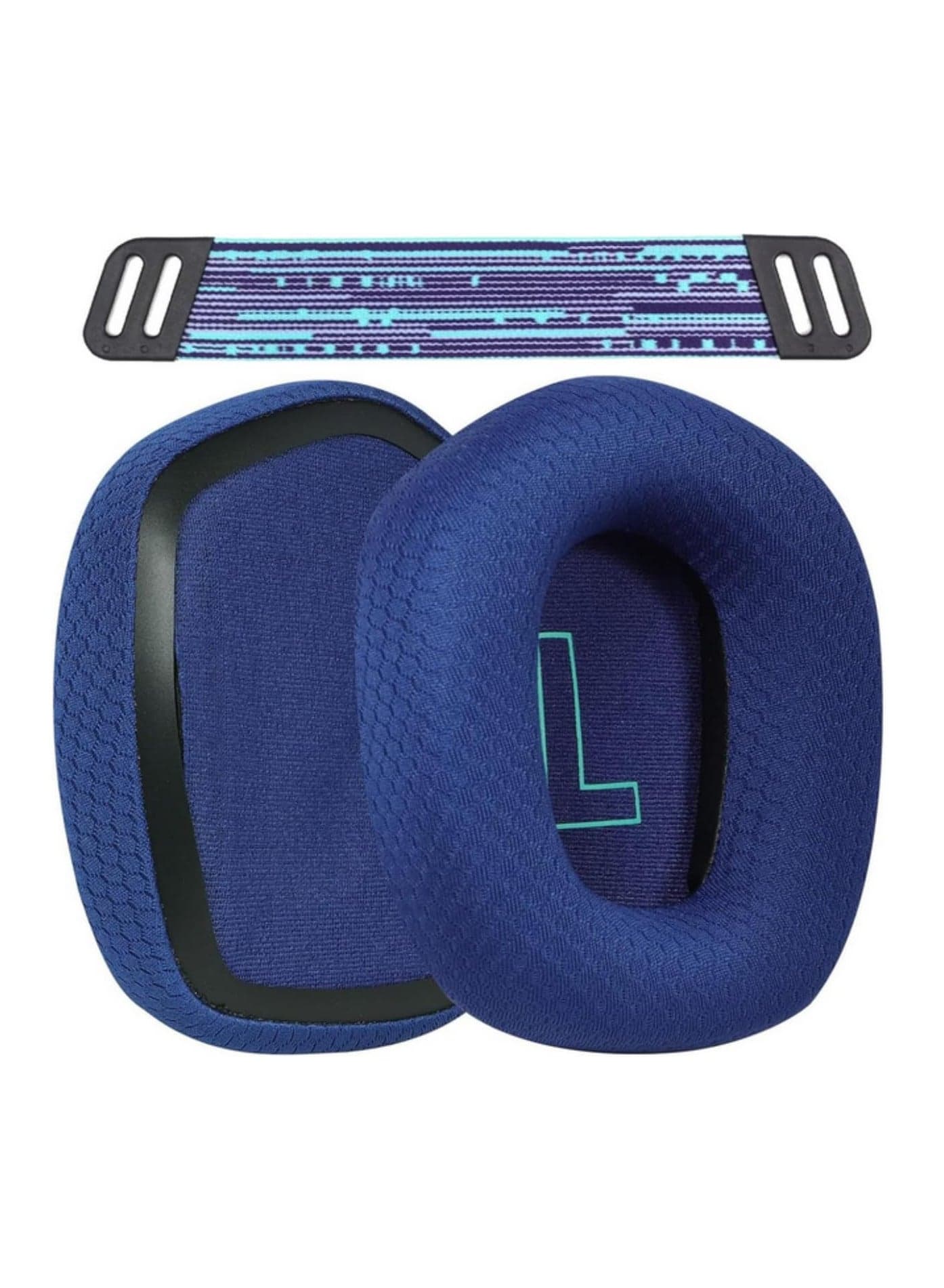 Replacement Memory Foam Ear Pads Headband Cushion for Logitech G733 Breathable Mesh Earmuffs, Comfortable Repair Parts (2 Earpads + 1 Headband) Blue