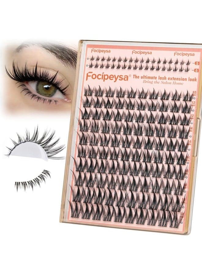 Natural Eyelash Clusters Spiky Lash Clusters 120 PCS Lashes Extensions with Bottom Lashes 8-16mm CD Curly Individual Lash Clusters Wispy DIY Lash Extension at Home