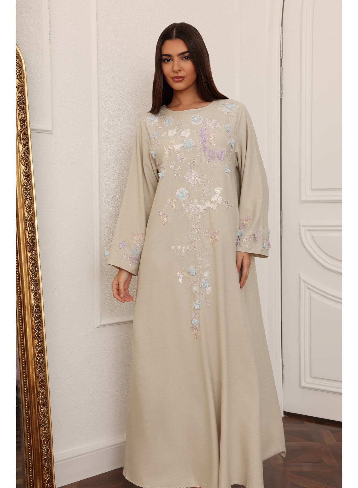 Sand Pastel Blossom Jalabiya IK1114 Beige