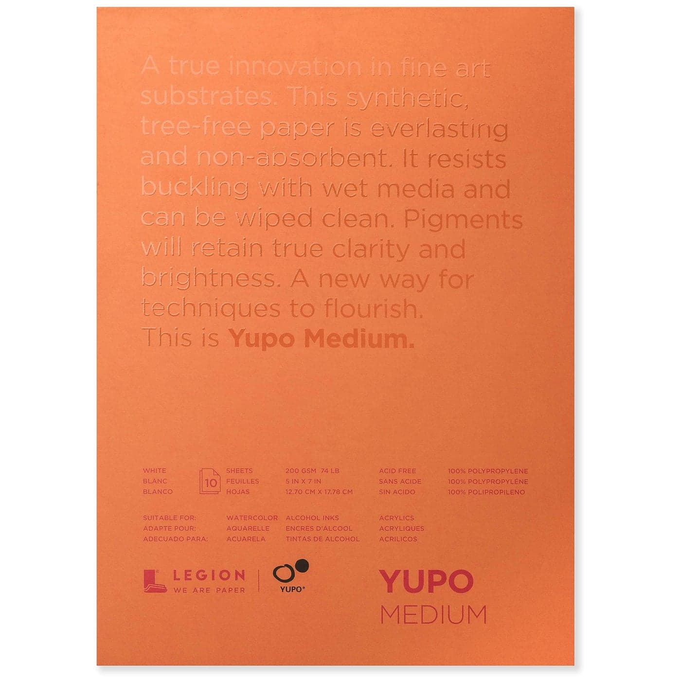 Legion Yupo Synthetic Paper Pad 5 x 7 Bright White 10 Sheets