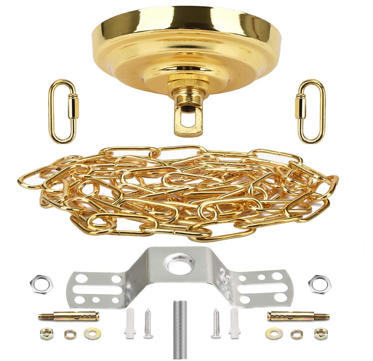 Sangle Soppfy Vingage Canopy Kit and Pendant Light Fixture Chain for Chandelier or Swag Light FixturesMaximum Weight of 60 Pounds 6 feetHeavy Duty5 Inches Diameter Pure Gold