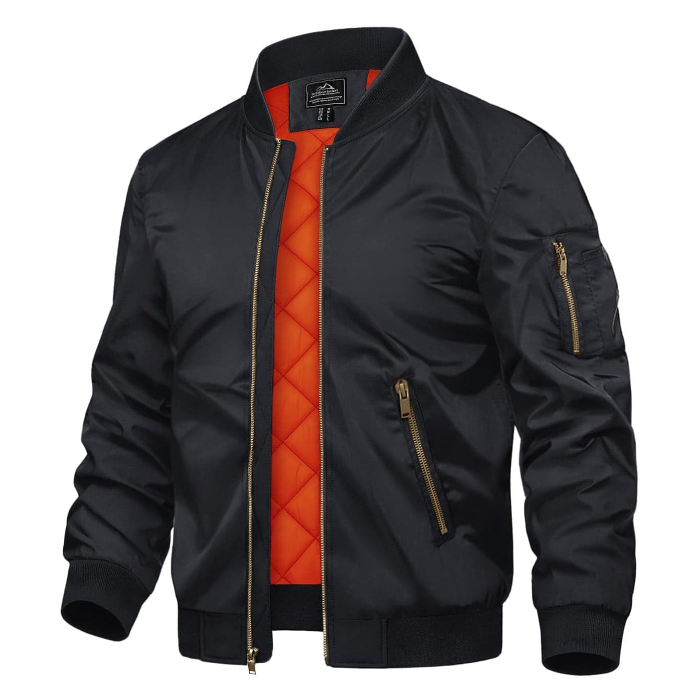TACVASEN Black Bomber Jacket Men Winter Windbreaker Zip Up Lightweight Softshell Coats Outwear Black L