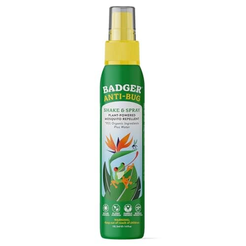 Badger Bug Spray 3Hour DEETFree Mosquito Repellent Family Friendly Citronella Organic Essential Oils Natural Vegan Insect Repellent Spray 4 fl oz Aluminum Bottle