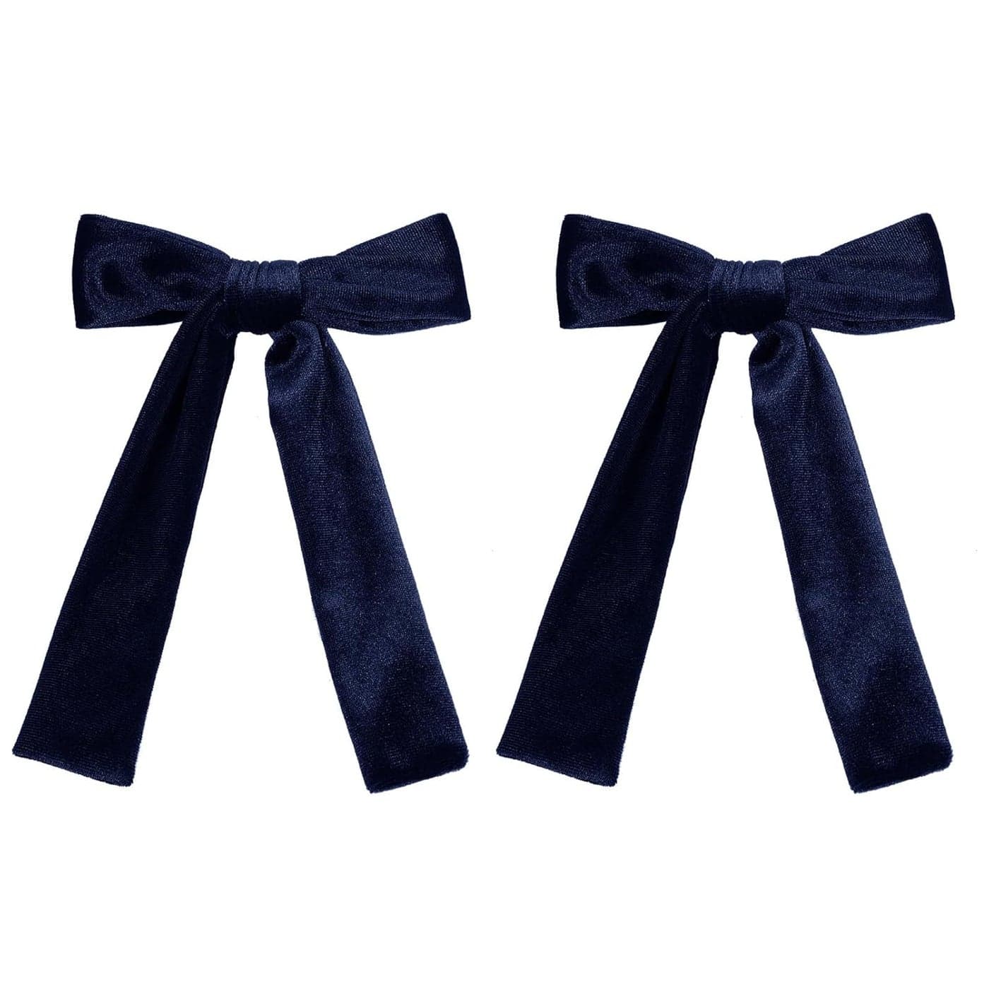 Navy Blue Large Velvet Hair Bows Alligator Clip 5 Soft Velvet Ribbon Ponytail Hair Barrettes with Long Tail Dress Decor Accessories for Toddler Teen Baby Girls School Kids
