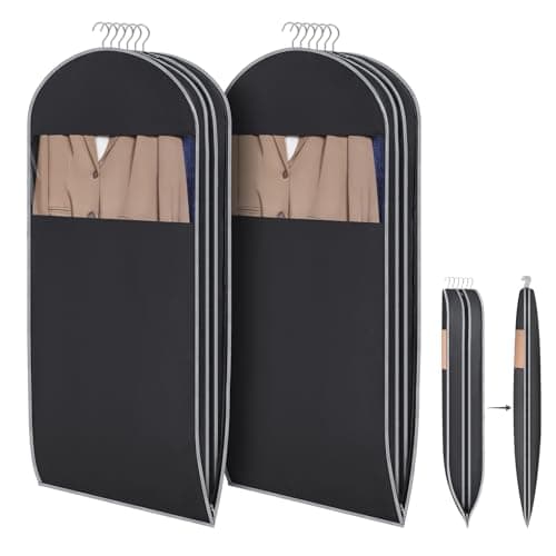 KEEGH Space Saving Hanging Garment Bag with Self Compression Zipper 50 Inch, Compression Garment Bags for Hanging Clothes with Clear Window, Suit Bags for Closet Storage (2 Pack)