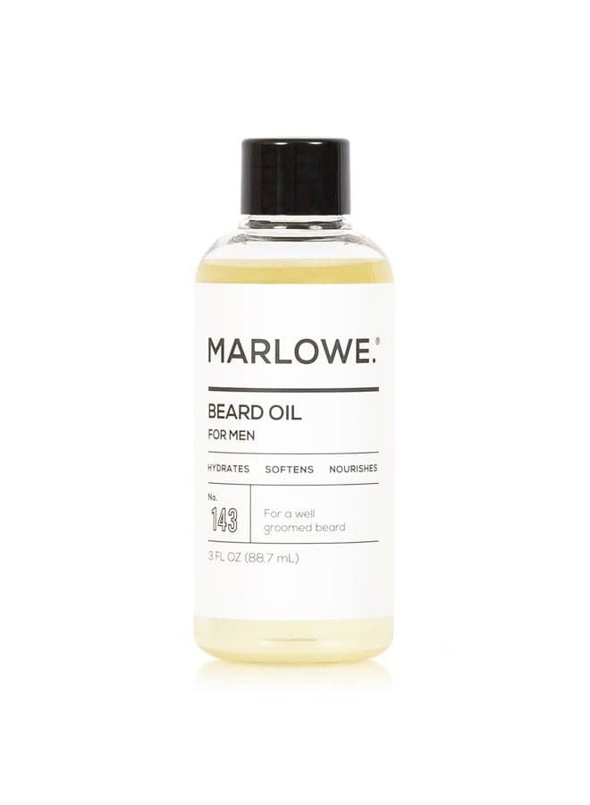 No. 143 Beard Oil 3 oz, Conditioning Oil for Men, Softer & Fuller Beard Care, 100% Natural Softener with Sunflower & Safflower Oils, Conditions & Nourishes, Fragrance Free