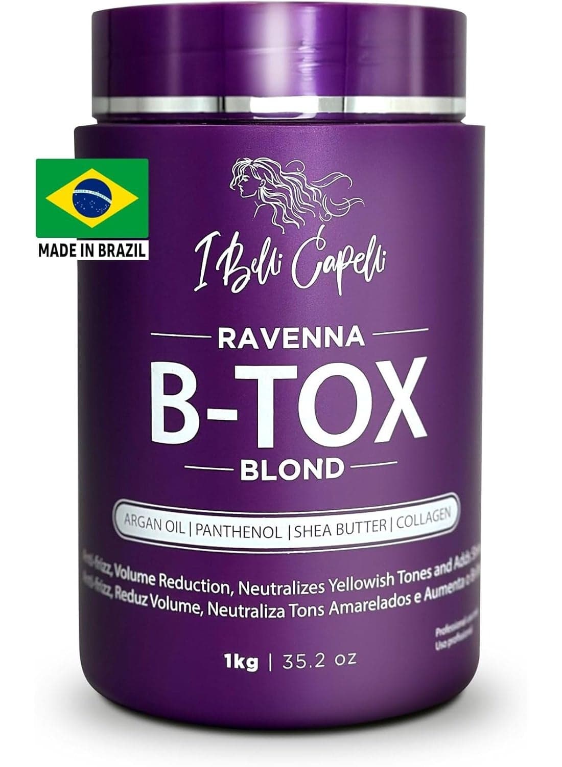 I Belli Capelli Ravenna Hair B-tox Treatment for Blond Hair, 35.2 oz (1kg) - Formaldehyde-Free, Anti-Frizz, Smoothing, Deep Hydrating and Moisturizing Action, Argan Oil, Keratin, Panthenol