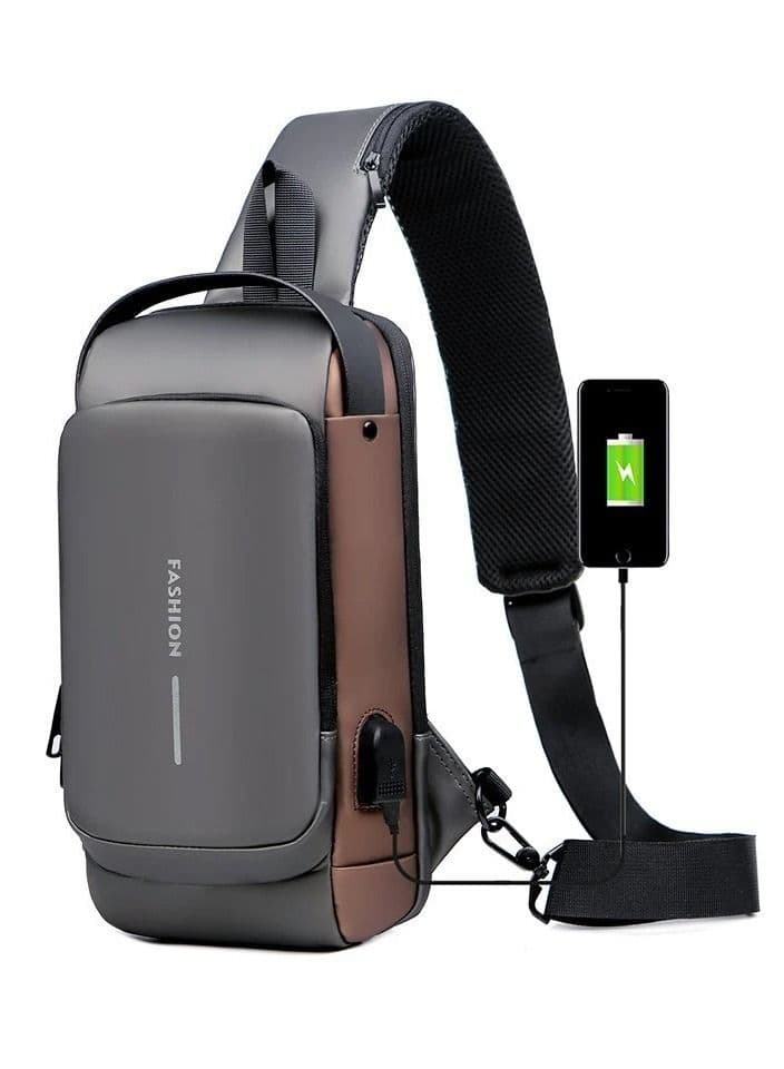 Anti theft Crossbody Sling Bag Waterproof Chest Daypack with USB Charging Shoulder Backpack for Men Women