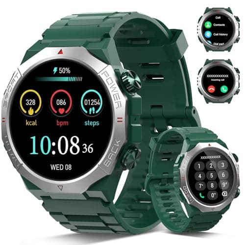 Military Smart Watches for Men 139 HD Fitness Watch AnswerMake Calls All Day Heart Rate Monitor 110 Sport Modes Smart Watch IP68 Waterproof Smartwatch Activity Tracker for Android iOS Green