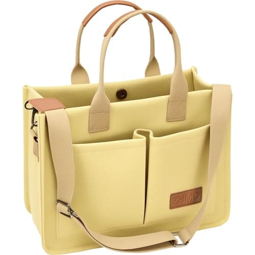 Tote Bag for Women With Compartments and Pockets,Large Canvas Tote Women's Purse Crossbody Bags Work Laptop Book Bag Top Handle Satchels Handbags Shoulder Bag for Travel Nurse Teacher Church Gym Beach